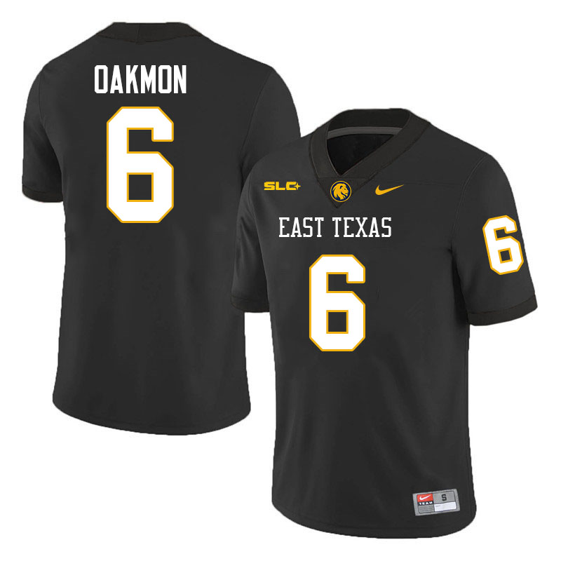 East Texas A&M Lions #6 EJ Oakmon College Football Jerseys,Uniforms-Black